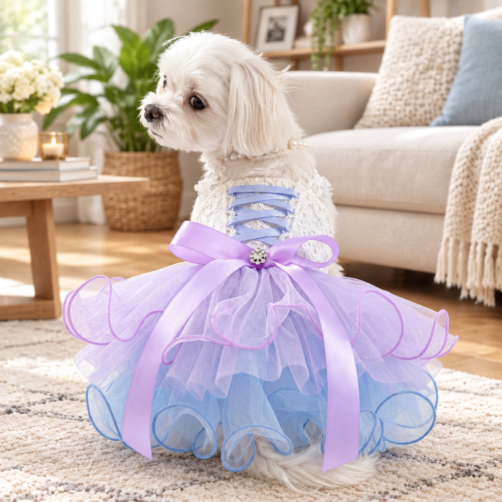 Lavender Dream Princess Tutu Dog Dress for Small Pets