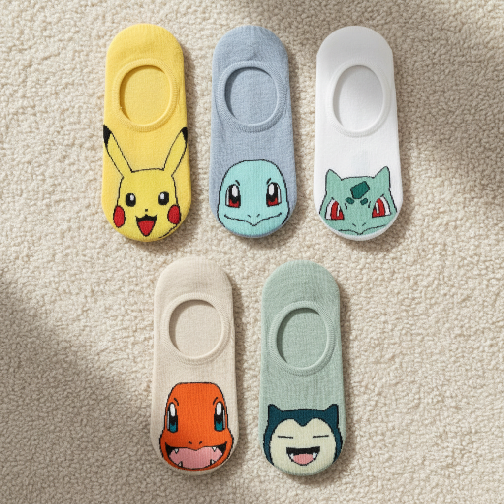 Pokemon Socks No Show Gender Neutral Sneaker Socks (1 random character)