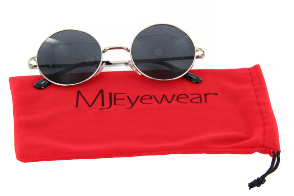 Round Sunglasses Small Circle Super Dark Lens 40mm (Silver)