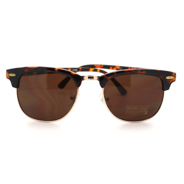 Browline Sunglasses Classic Semi Rimless Dark Lens (Demi/Brown)