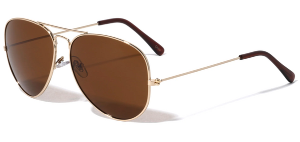 Aviator Sunglasses Tear Drop Dark Lens 55mm (Gold)