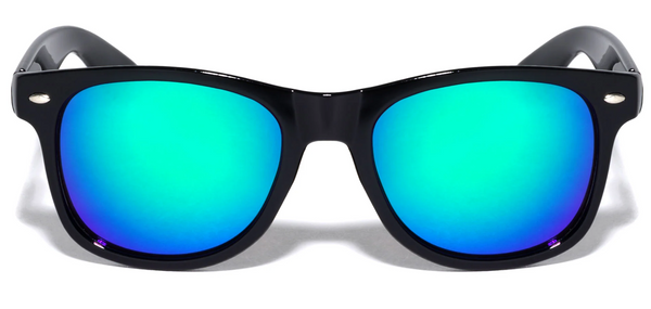Black Sunglasses Classic Frame for Men and Women Color Mirror Lens (Green)