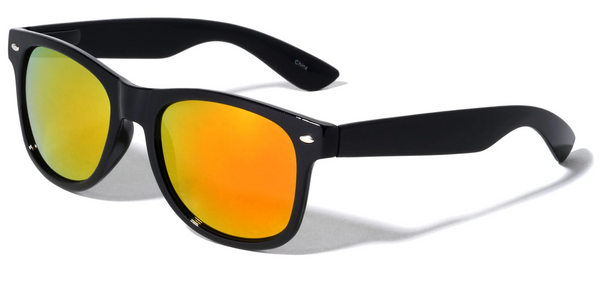 Black Sunglasses Classic Frame for Men and Women Color Mirror Lens (Orange)