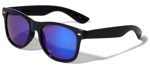 Black Sunglasses Classic Frame for Men and Women Color Mirror Lens (Blue)