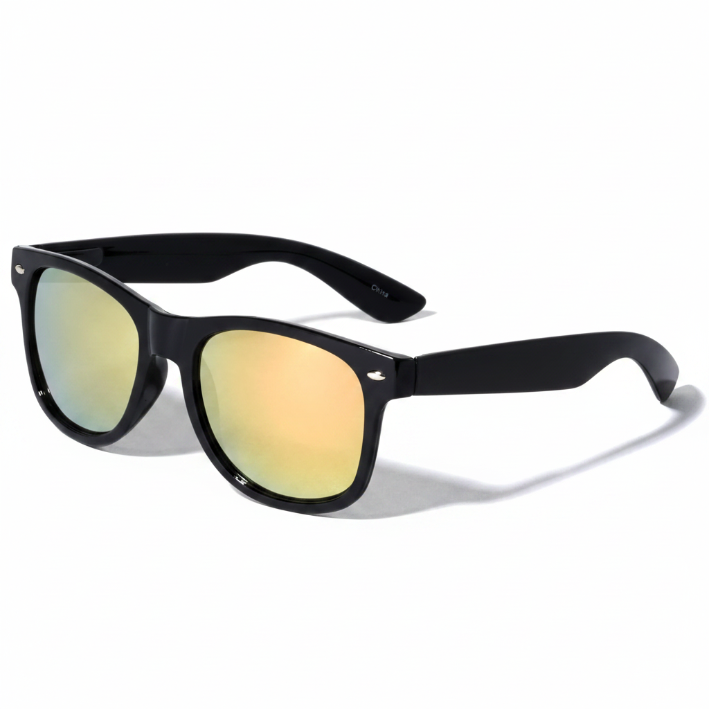 Black Sunglasses Classic Frame for Men and Women Color Mirror Lens (Yellow)