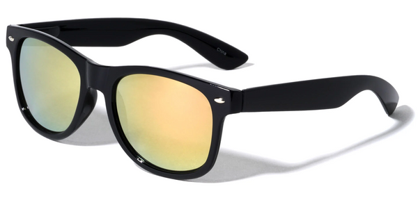 Black Sunglasses Classic Frame for Men and Women Color Mirror Lens (Yellow)