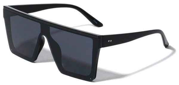 Flat Top Sunglasses Large Oversized Frame for Men and Women (Black)
