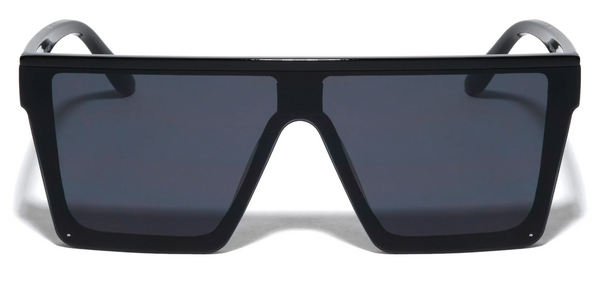 Flat Top Sunglasses Large Oversized Frame for Men and Women (Black)