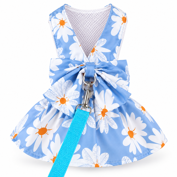 Pet Harness Floral Dress with Matching Leash