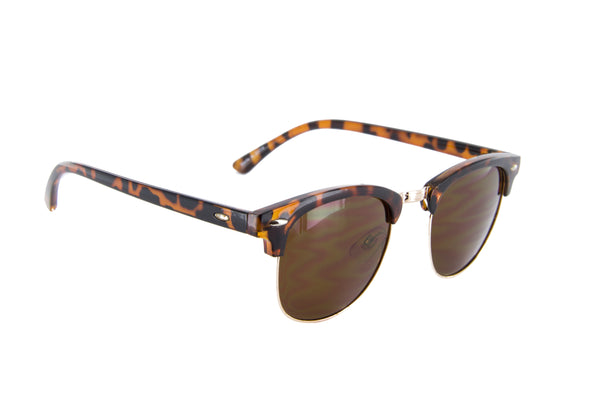 Browline Sunglasses Classic Semi Rimless Dark Lens (Demi/Brown)