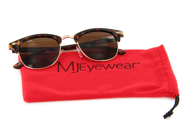 Browline Sunglasses Classic Semi Rimless Dark Lens (Demi/Brown)