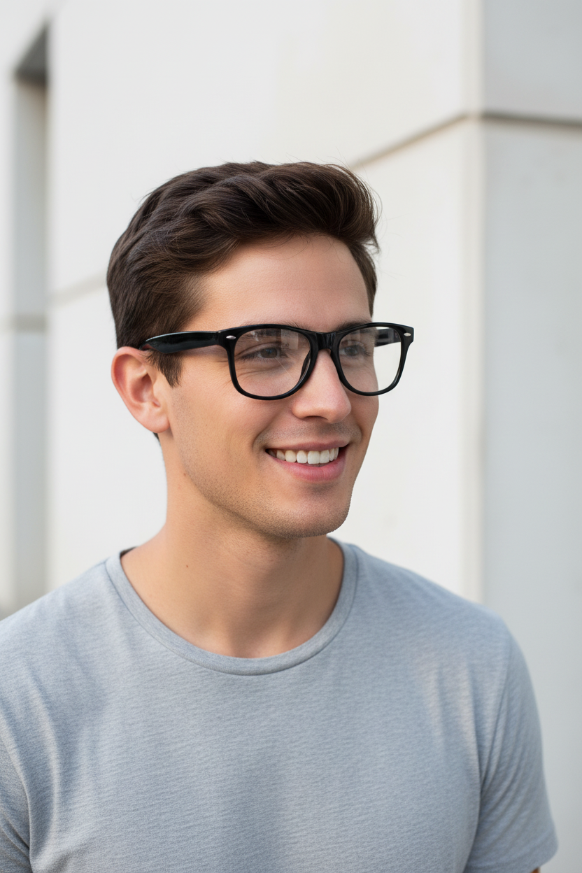 Classic Glasses for Men and Women Clear Lens UV400 (Black)