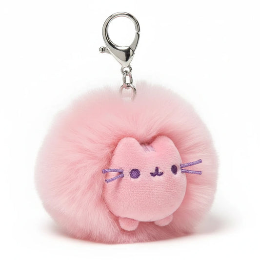 Pusheen Poof Keychain Backpack Clip pom pom GUND key holder (pink)