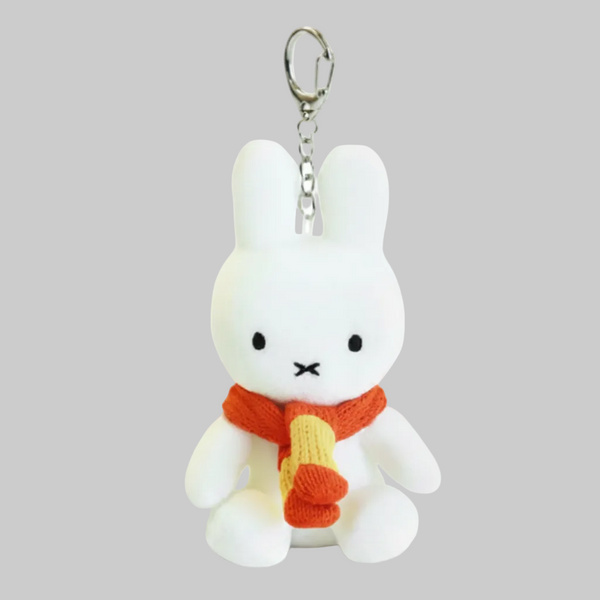 Miffy Velvet Plush Backpack Clip Bag Charm (Orange Scarf)