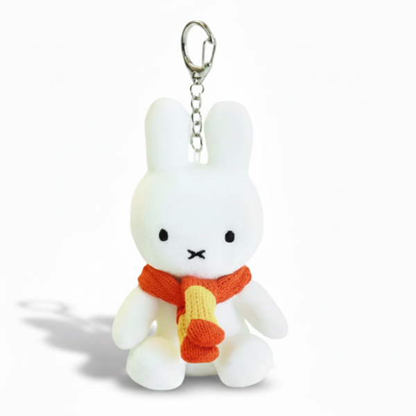 Miffy Velvet Plush Backpack Clip Bag Charm (Orange Scarf)