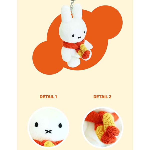 Miffy Velvet Plush Backpack Clip Bag Charm (Orange Scarf)