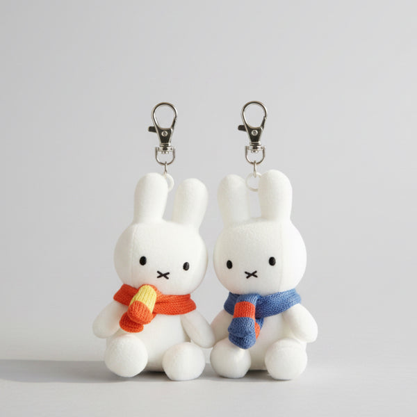 Miffy Velvet Plush Backpack Clip Bag Charm (Orange Scarf)