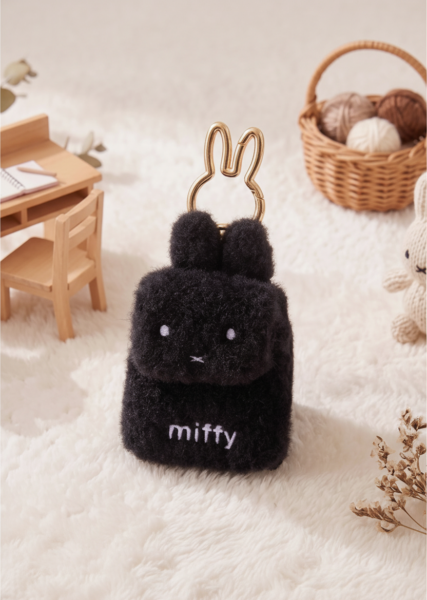 Miffy Mini Backpack Keyring Plush Coin Purse (Black)