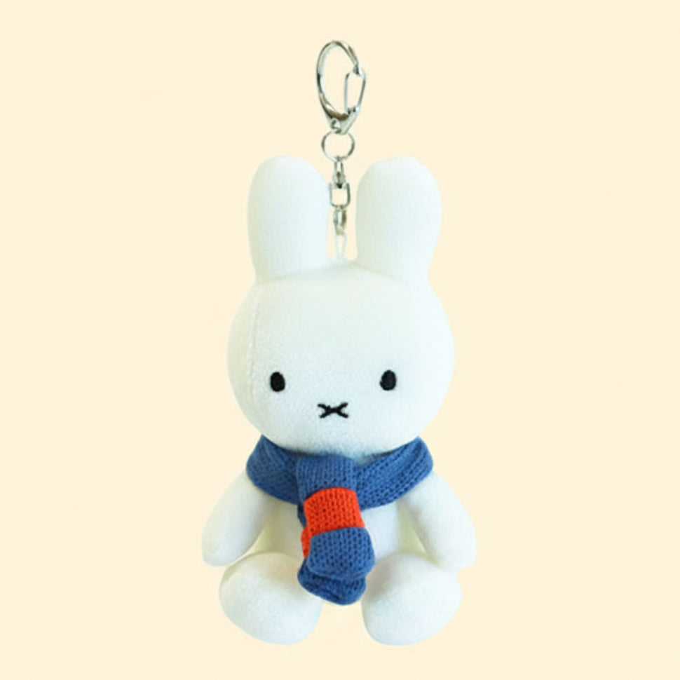 Miffy Velvet Plush Backpack Clip Bag Charm (Blue Scarf)