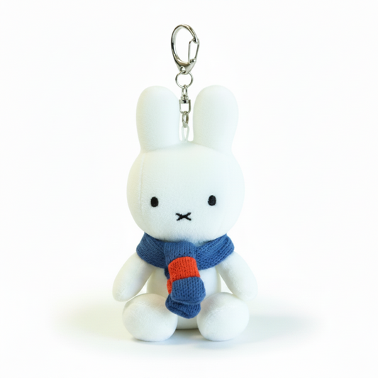 Miffy Velvet Plush Backpack Clip Bag Charm (Blue Scarf)