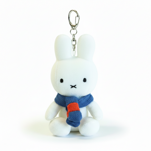Miffy Velvet Plush Backpack Clip Bag Charm (Blue Scarf)