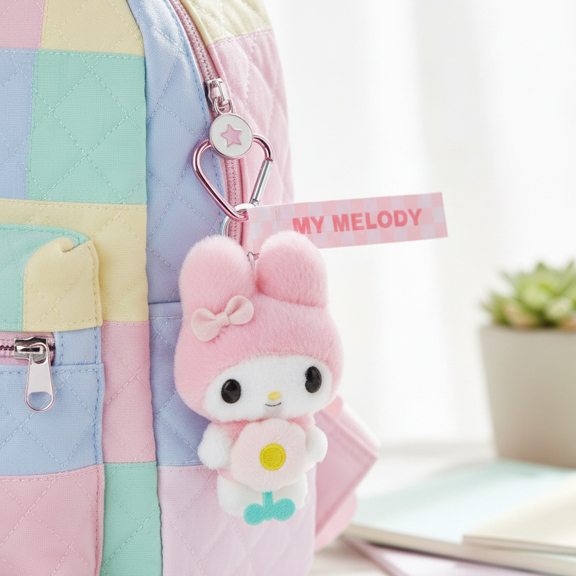 My Melody Plush Mascot Keychain Pastel Check Series