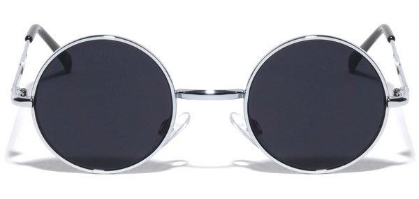 Round Sunglasses Small Circle Super Dark Lens 40mm (Silver)