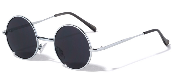 Round Sunglasses Small Circle Super Dark Lens 40mm (Silver)