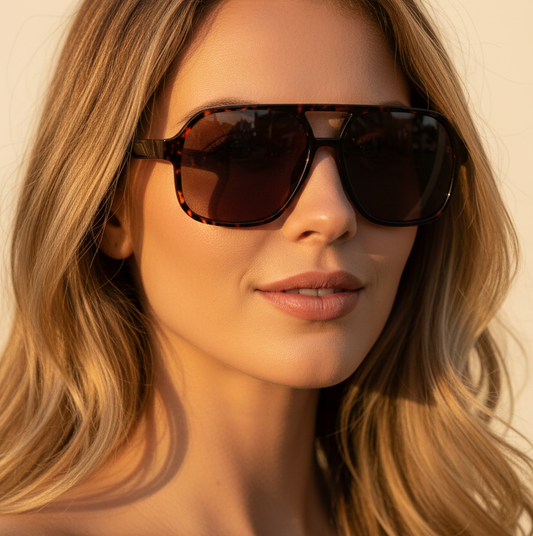 Flat Top Aviator Sunglasses for Men and Women 58mm (Demi)