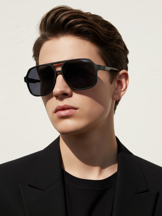 Flat Top Aviator Sunglasses for Men and Women 58mm (Gray Accent)