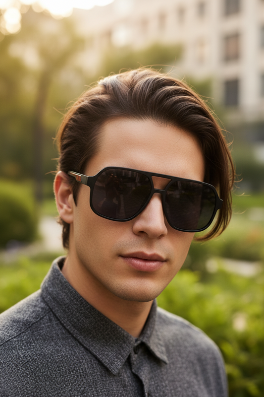 Flat Top Aviator Sunglasses for Men and Women 58mm (Red Accent)