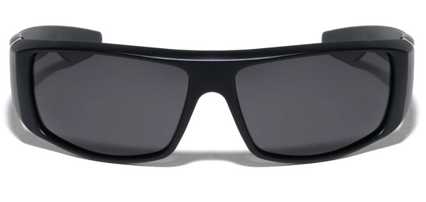 KHAN Sunglasses Mens Polarized Sports Wrap Around 60mm (Black)