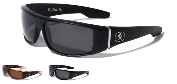 KHAN Sunglasses Mens Polarized Sports Wrap Around 60mm (Black)