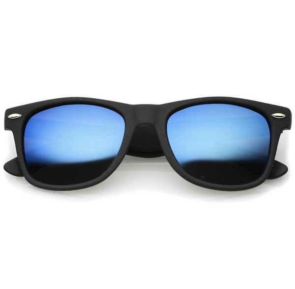 Black Sunglasses Classic Frame for Men and Women Color Mirror Lens (Blue)