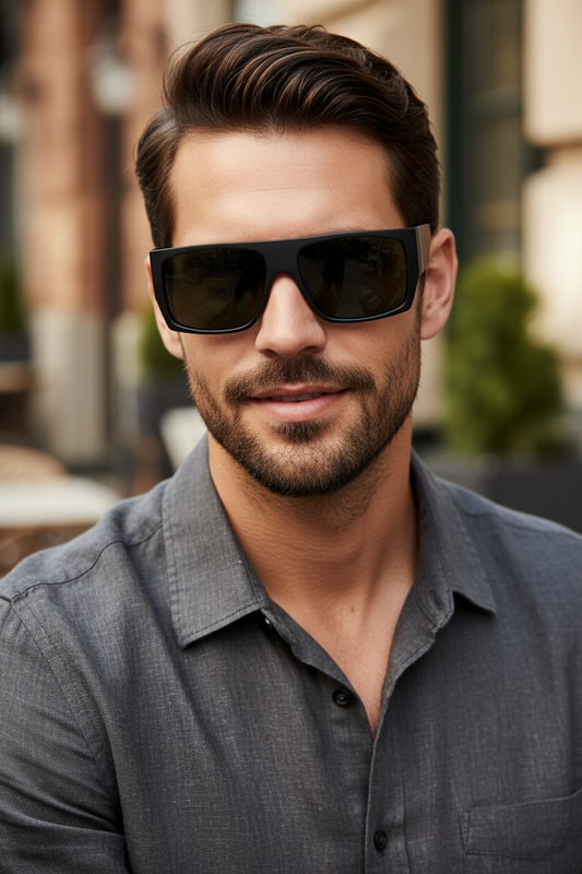 Flat Top Sunglasses OG Men Sports Wrap Around 58mm (Black/Black)