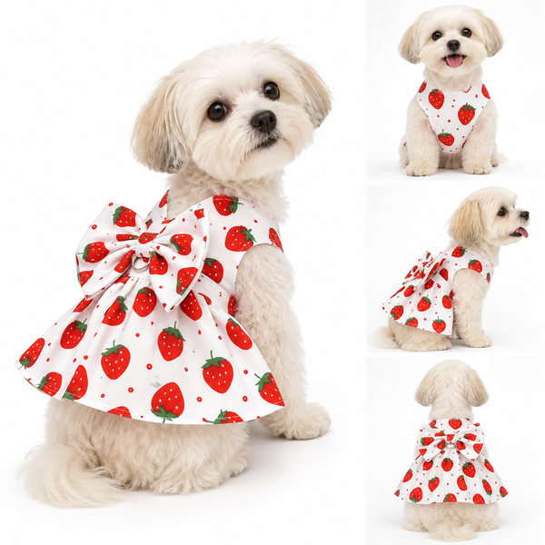 Pet Harness Floral Dress with Matching Leash