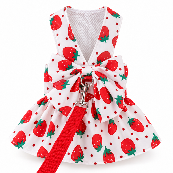 Pet Harness Floral Dress with Matching Leash