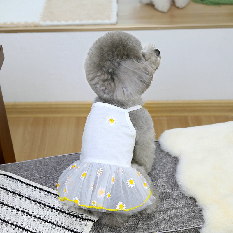White Daisy Tutu Dog Dress Small Pet Dress