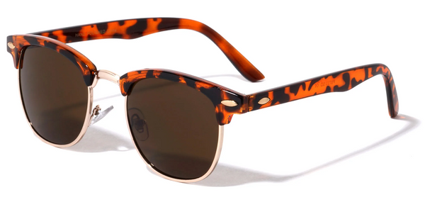 Browline Sunglasses Classic Semi Rimless Dark Lens (Demi/Brown)