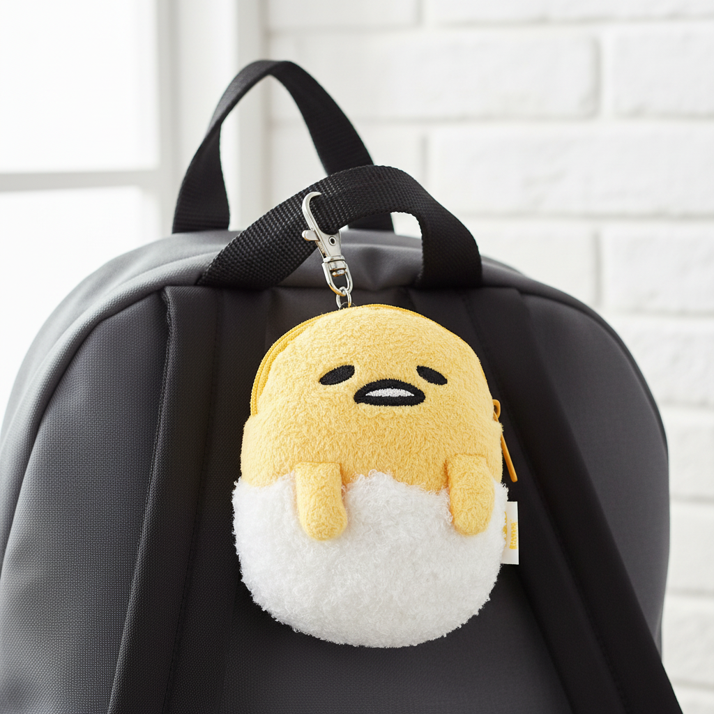 Gudetama Reel ID Badge Holder Plush Coin Purse Sanrio Japan