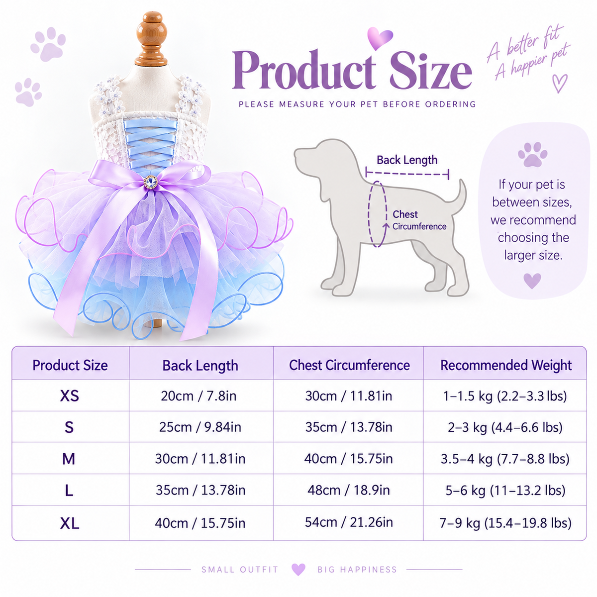 Lavender Dream Princess Tutu Dog Dress for Small Pets
