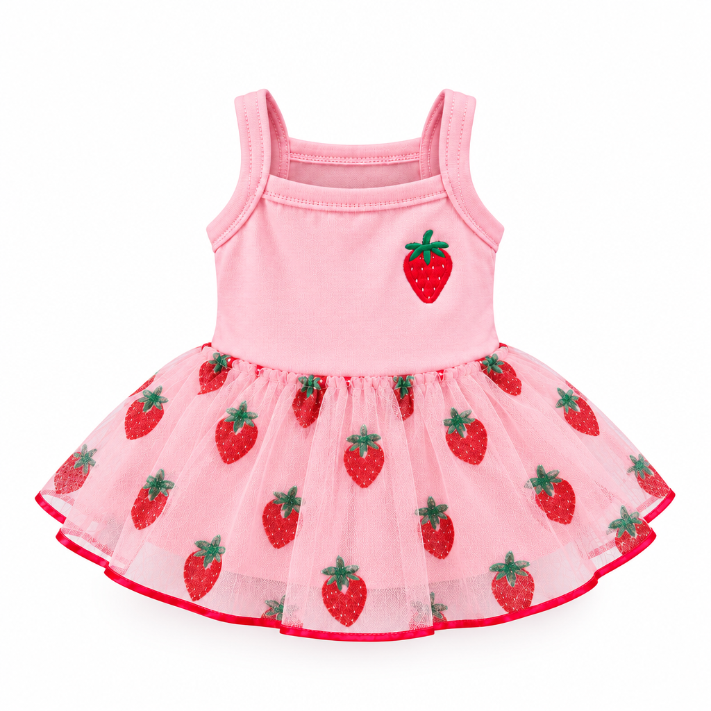 Pink Strawberry Tutu Dog Dress Small Pet Clothes