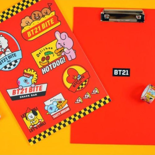 BT21 Clipboard & NotePads Set BTS K-Pop Stationery (Red)