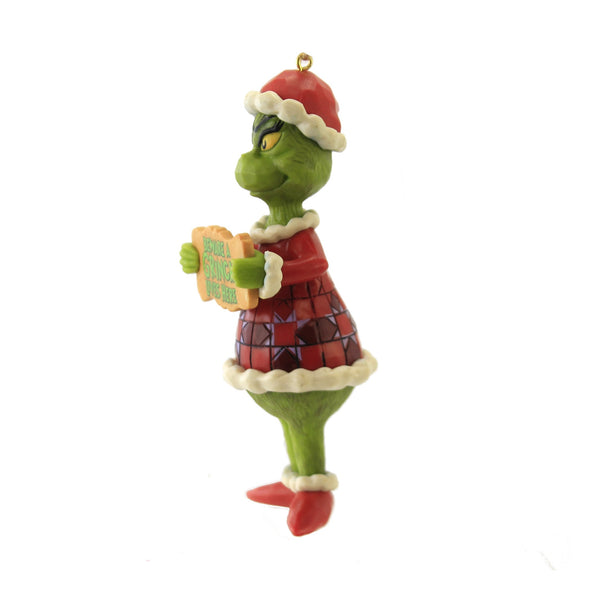 Jim Shore Santa Grinch Christmas Ornament Beware a Grinch Lives Here Sign