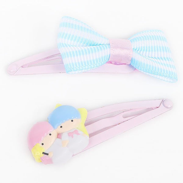Little Twin Stars Hair Clip Stripe Sanrio Japanese Bow Hair Barrette (set of 2)