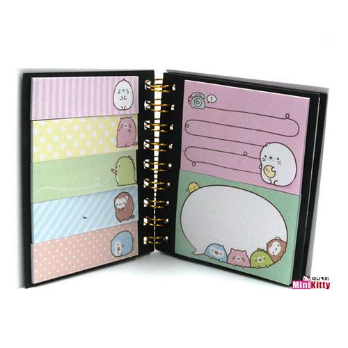 4 x Yummyz Mochi Animal Sticky Memo Pads Mini Sprial Kawaii Stationery (random)