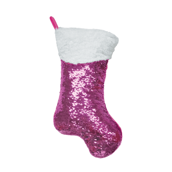 Christmas Sequin Stocking Plush Reversible Throw Pillow