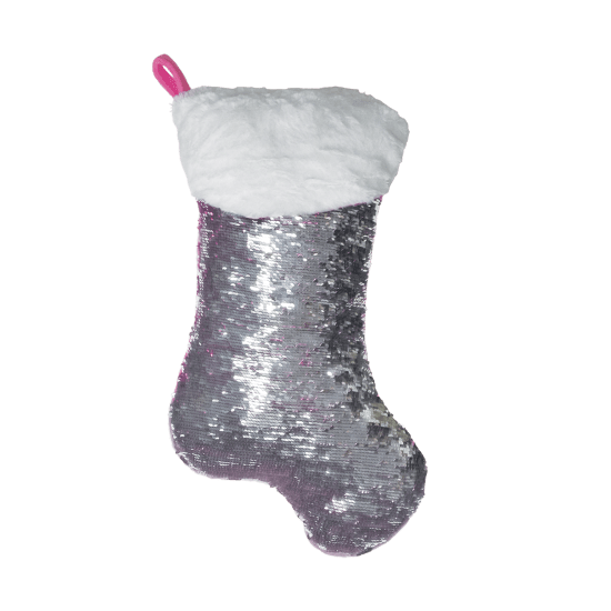 Christmas Sequin Stocking Plush Reversible Throw Pillow
