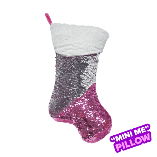 Christmas Sequin Stocking Plush Reversible Throw Pillow