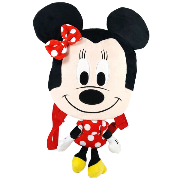 Minnie Mouse Backpack Flat Plush Disney Kids Bag (Red)